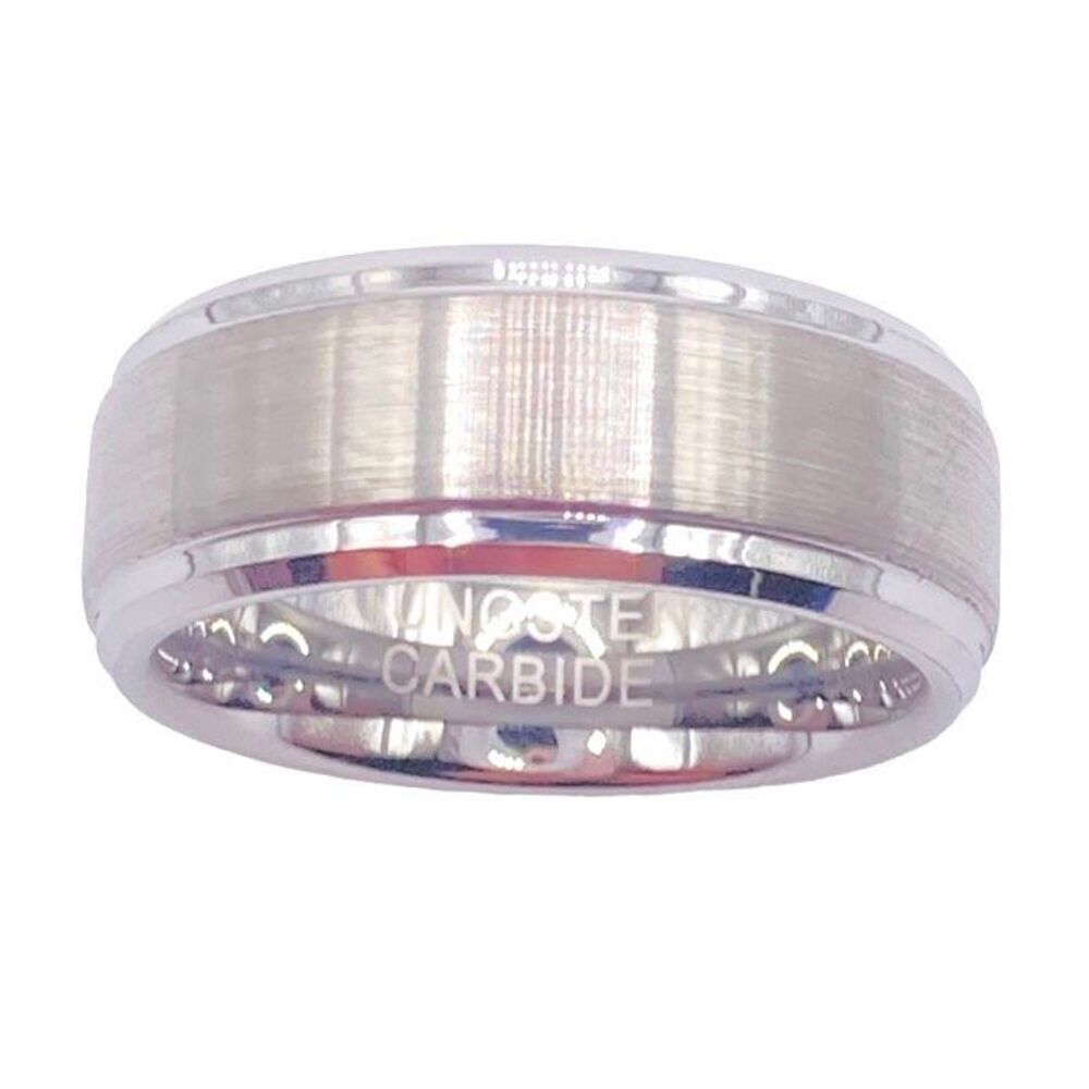 Brushed nickel Tungsten Carbide steel ring size 7